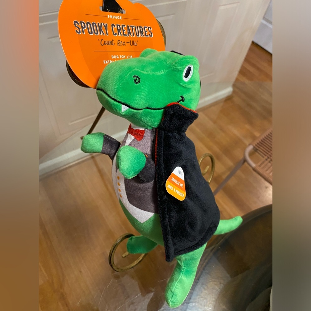 - Fringe Dog Toy Dinosaur Count Rex Ula  With Squeaker.14”